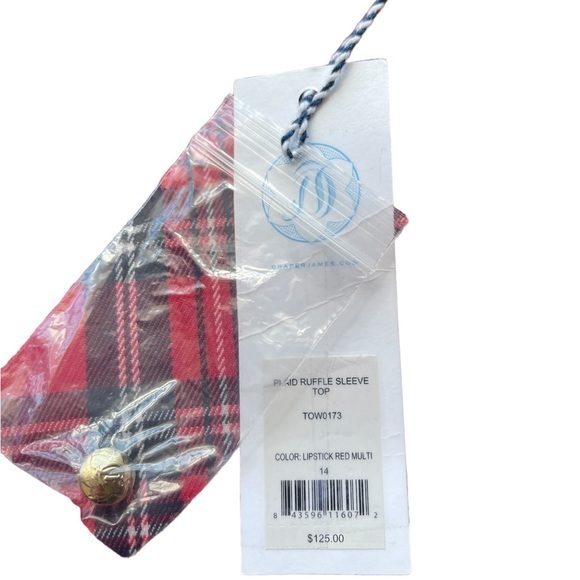 Draper James Plaid‎ Ruffle sleeve holiday top excellent nwt condition Size 14 - Picture 5 of 8